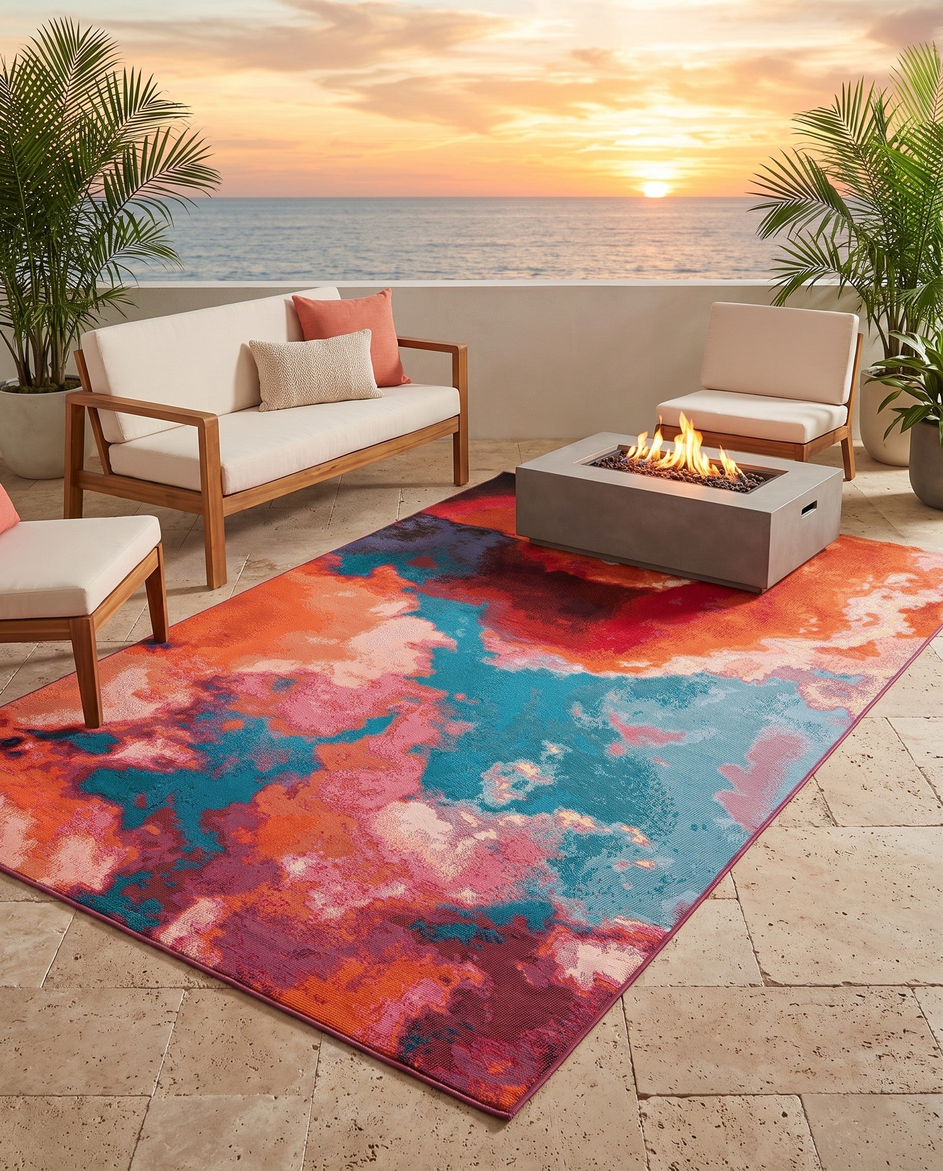 5' 3 x 8' Easy-Clean Modern Indoor / Outdoor Rug