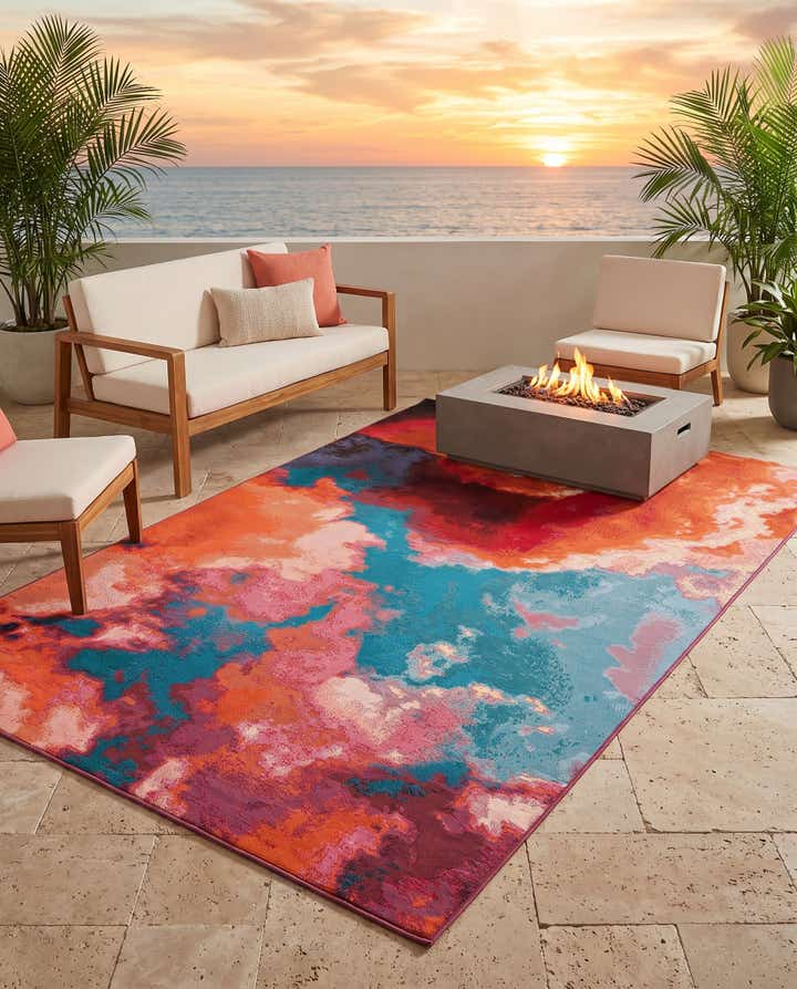 5' 3 x 8' Easy-Clean Modern Indoor / Outdoor Rug