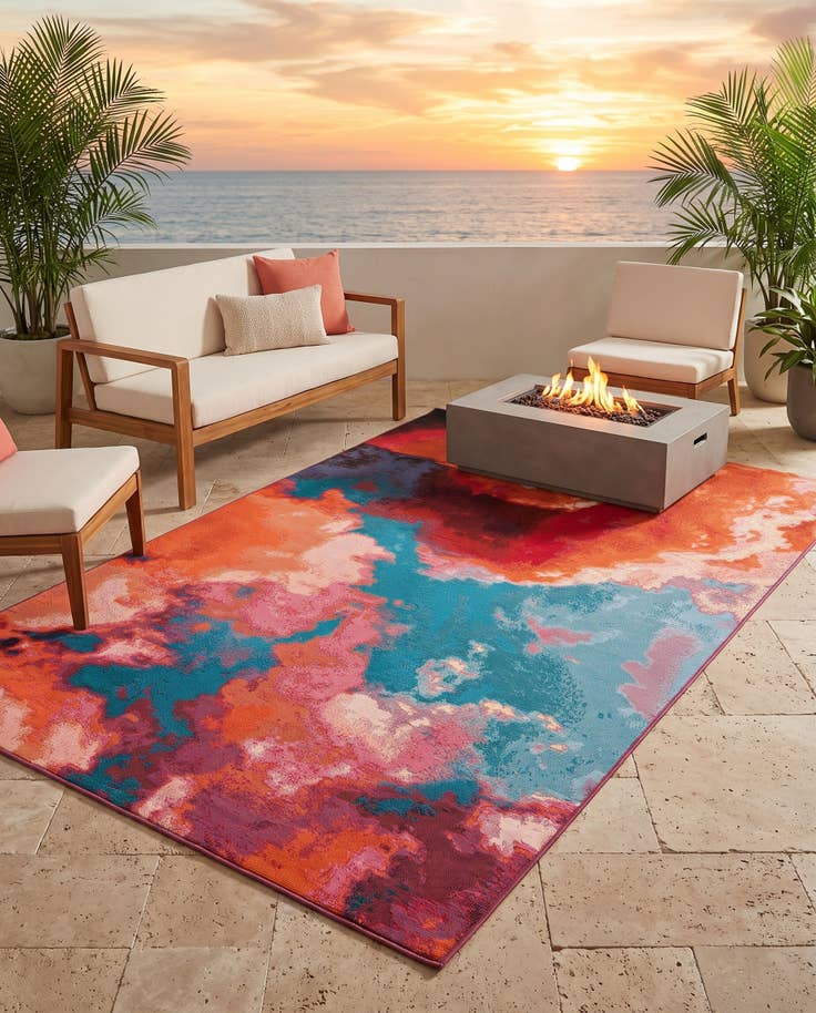 Detail image of 5' 3 x 8' Easy-Clean Modern Indoor / Outdoor Rug