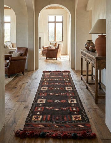 3' 3 x 10' Hand Woven Kilim Fars Wool Runner Rug