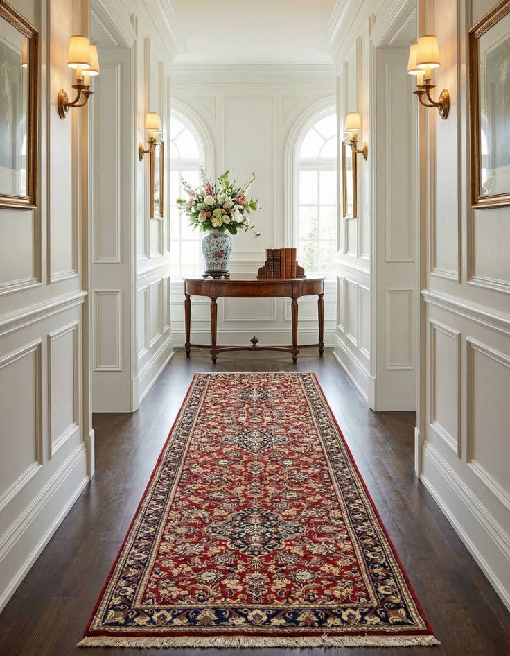 Detail image of 2' 11 x 14' 11  Hand Knotted Qom Persian Runner Rug