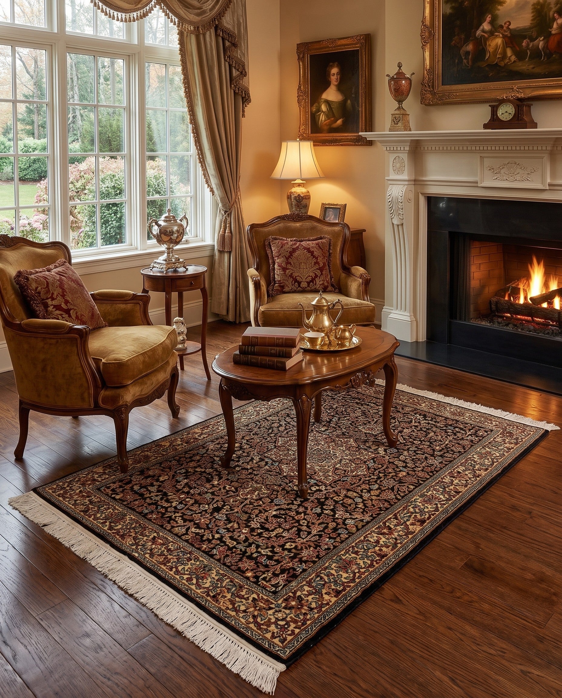 4' 3 x 6' 2 Hand Knotted Kashmir Oriental Wool Rug