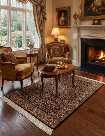 4' 3 x 6' 2 Hand Knotted Kashmir Oriental Wool Rug
