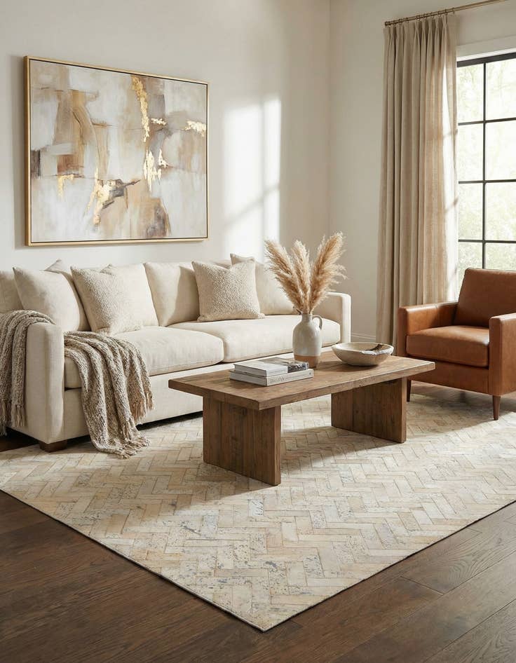 Detail image of 5' x 7' 9 Cowhide Leather Rug