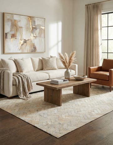 5' x 7' 9 Cowhide Leather Rug