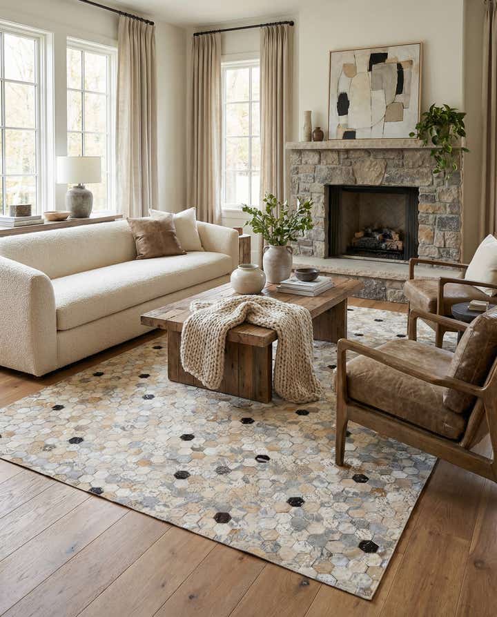 5' 5 x 7' 8 Cowhide Stocks Rug