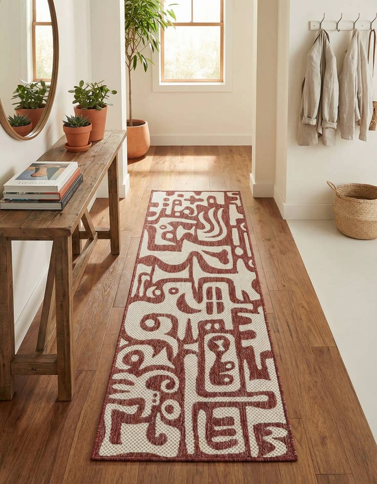 Detail image of 2' x 6' Easy-Clean Modern Indoor / Outdoor Runner Rug