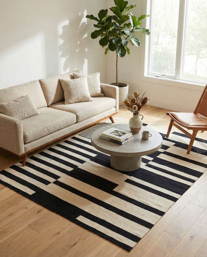 5' 2 x 6' 9 Hand Woven Kilim Modern Wool Rug