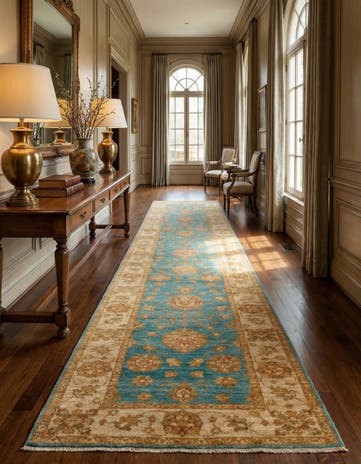 2' 7 x 14' 8 Peshawar Ziegler Wool Runner Rug