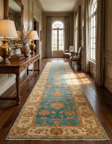 2' 7 x 14' 8 Peshawar Ziegler Wool Runner Rug