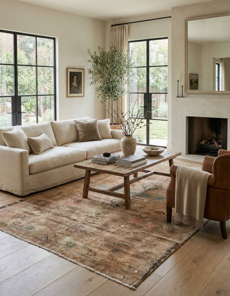 Detail image of 4' 10 x 8' 3  Hand Knotted Ultra Vintage Persian Wool Rug