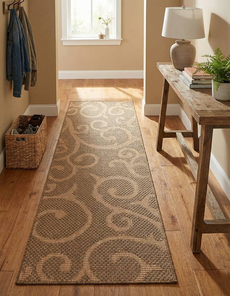 Detail image of 2' x 6' Easy-Clean Botanical Indoor / Outdoor Runner Rug