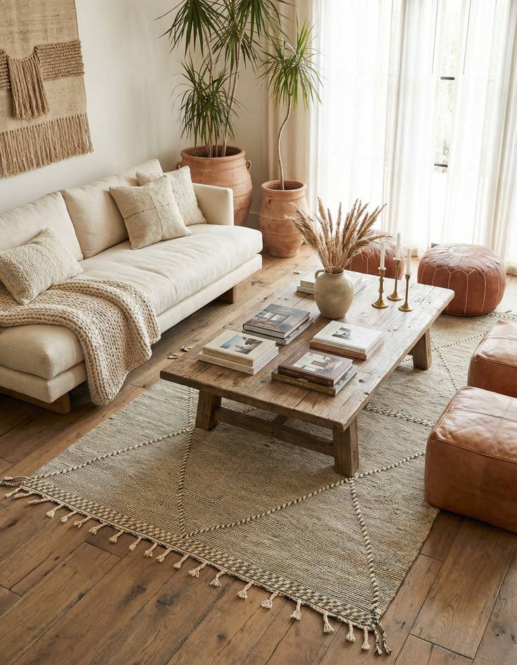 Detail image of 6' 2 x 10' 7  Hand Knotted Moroccan Wool Rug