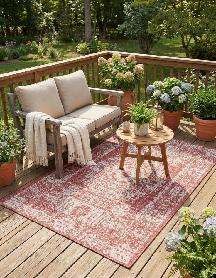 Detail image of  4' x 6'  Washable Traditional Indoor / Outdoor Rug