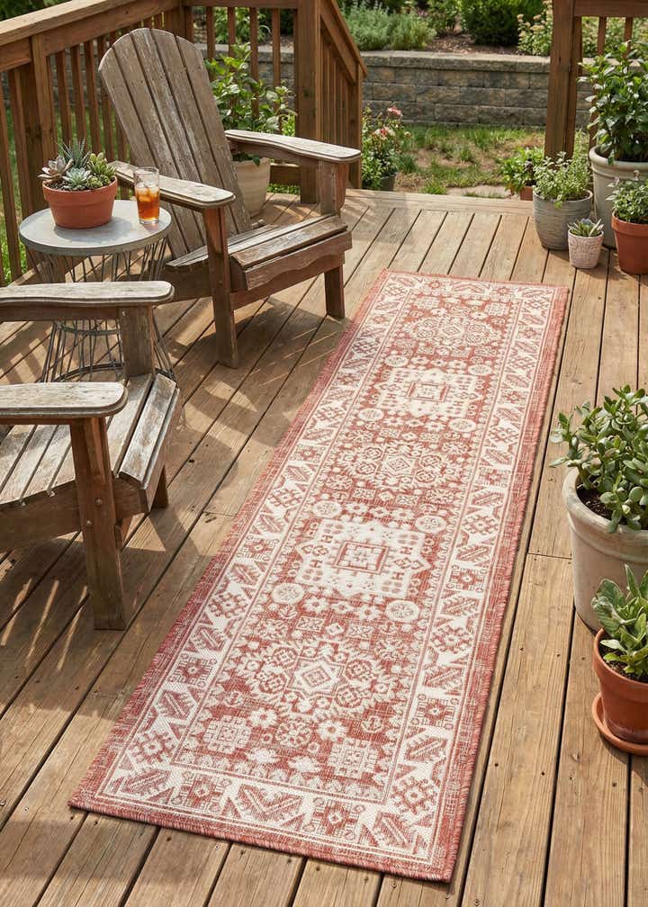 2' x 8' Easy-Clean Aztec Indoor / Outdoor Runner Rug