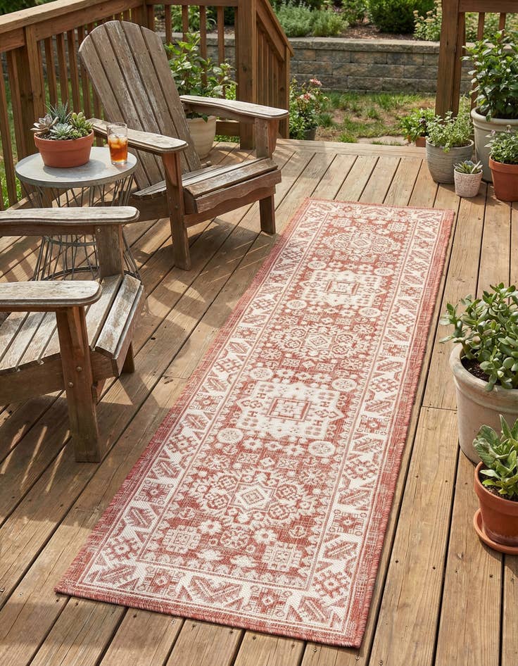 Detail image of 2' x 8'  Washable Aztec Indoor / Outdoor Runner Rug