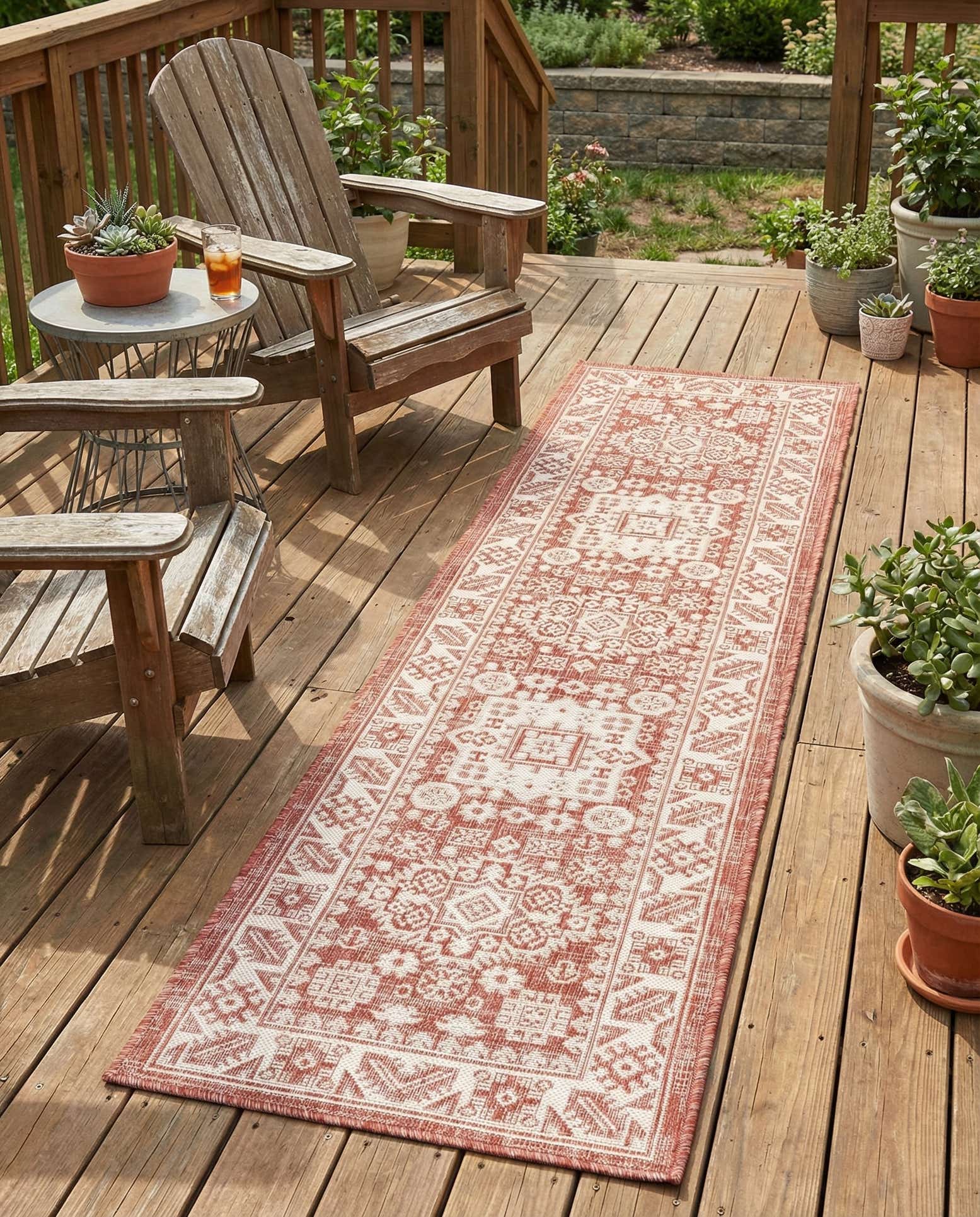 2' x 8' Easy-Clean Aztec Indoor / Outdoor Runner Rug