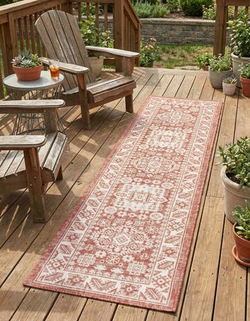 2' x 8' Easy-Clean Aztec Indoor / Outdoor Runner Rug