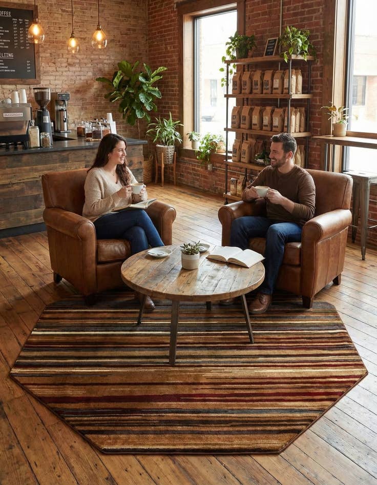 Detail image of 7' 10 x 7' 10 Coffee Shop Octagon Rug