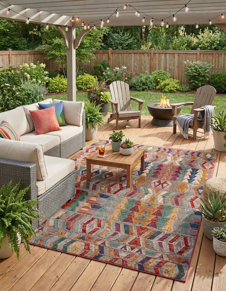 Detail image of 10' x 12' Easy-Clean Modern Indoor / Outdoor Rug
