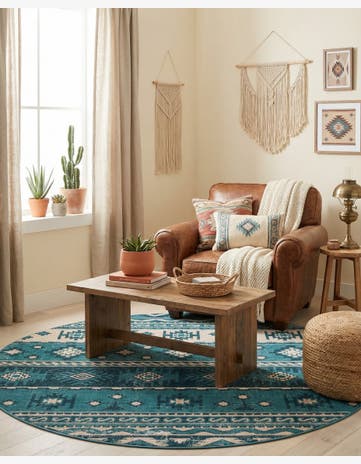 Blue Lucerne Round Rug