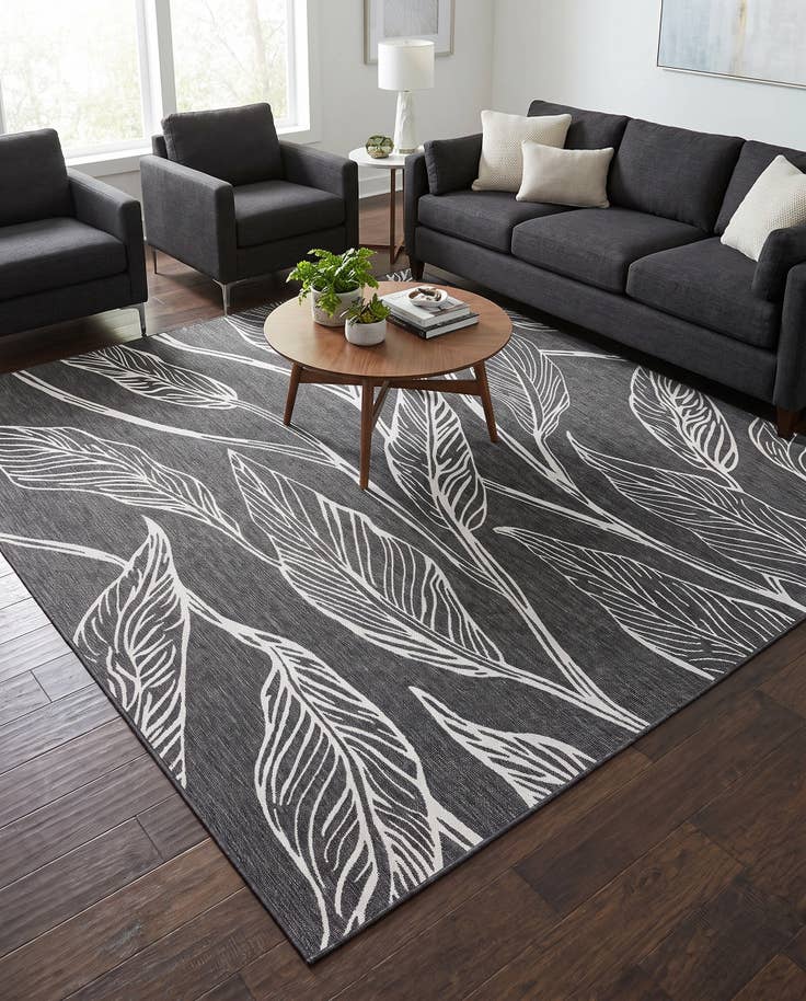 Detail image of 10' 8 x 10' 8 Easy-Clean Botanical Indoor / Outdoor Square Rug