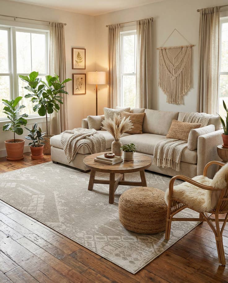 Detail image of 10' x 13' Easy-Clean Bohemian Indoor / Outdoor Rug