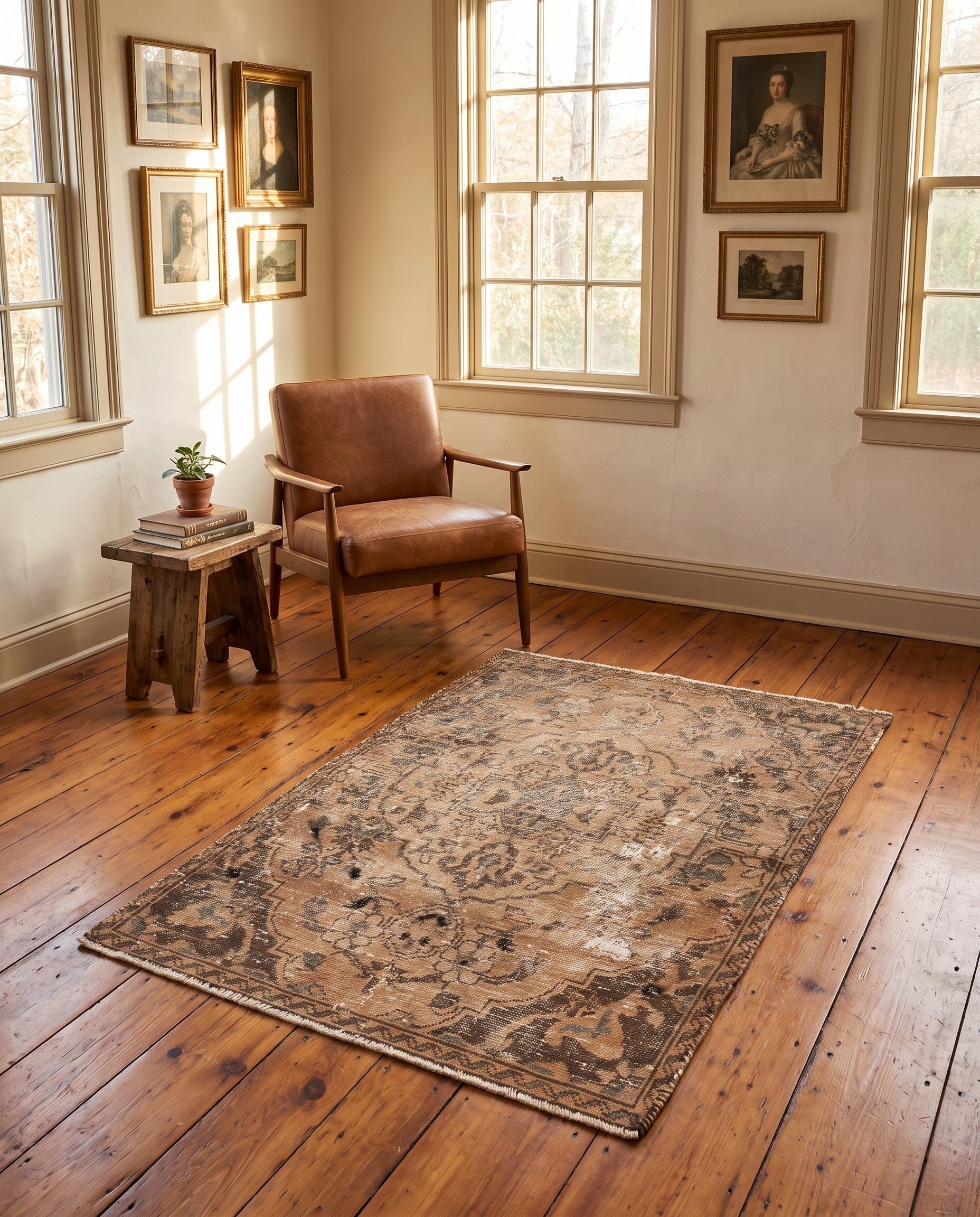 3' 10 x 5' 9 Hand Knotted Ultra Vintage Persian Wool Rug