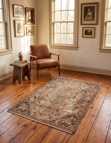 3' 10 x 5' 9 Hand Knotted Ultra Vintage Persian Wool Rug