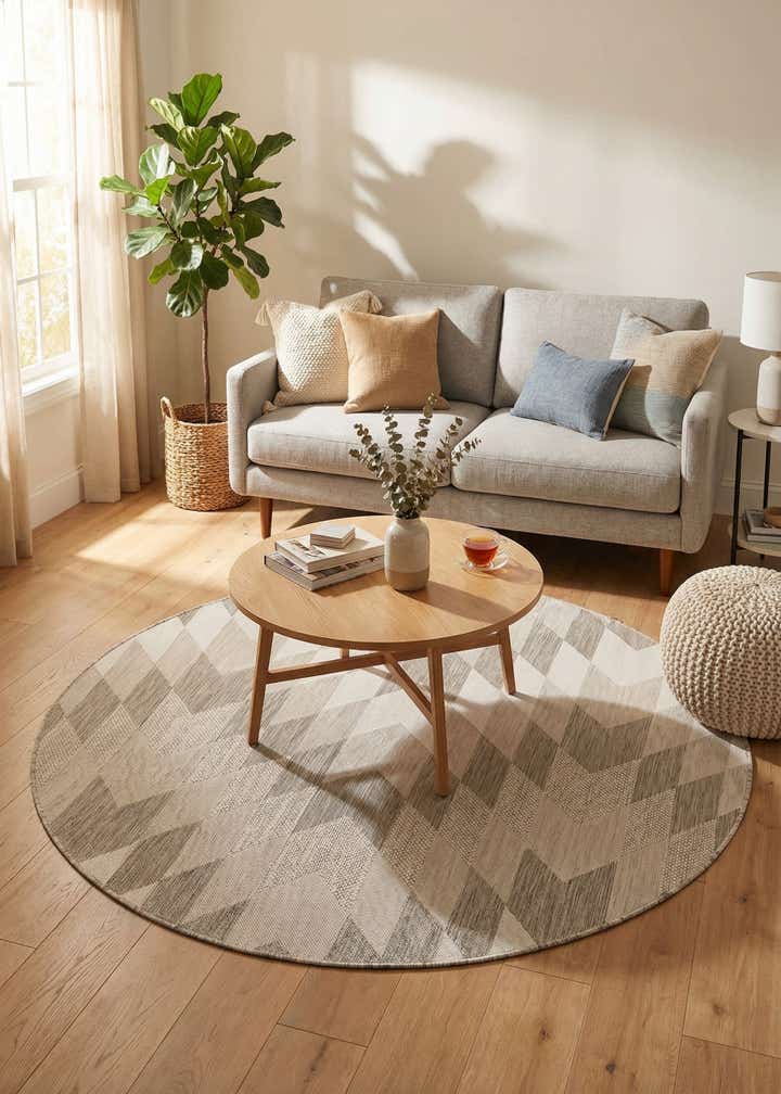 6' x 6' Easy-Clean Modern Indoor / Outdoor Round Rug