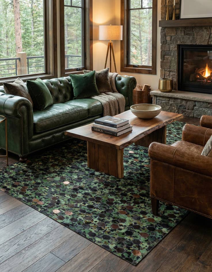 Detail image of 5' x 7' 10 Cowhide Stocks Rug