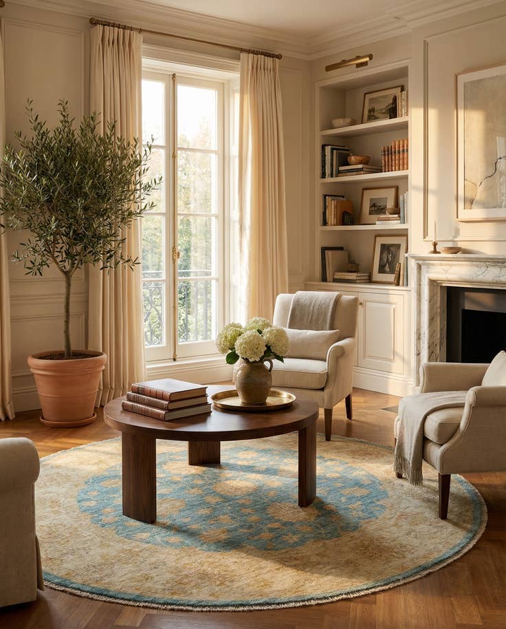 Detail image of 4' 11 x 4' 11 Kaizar Wool Round Rug