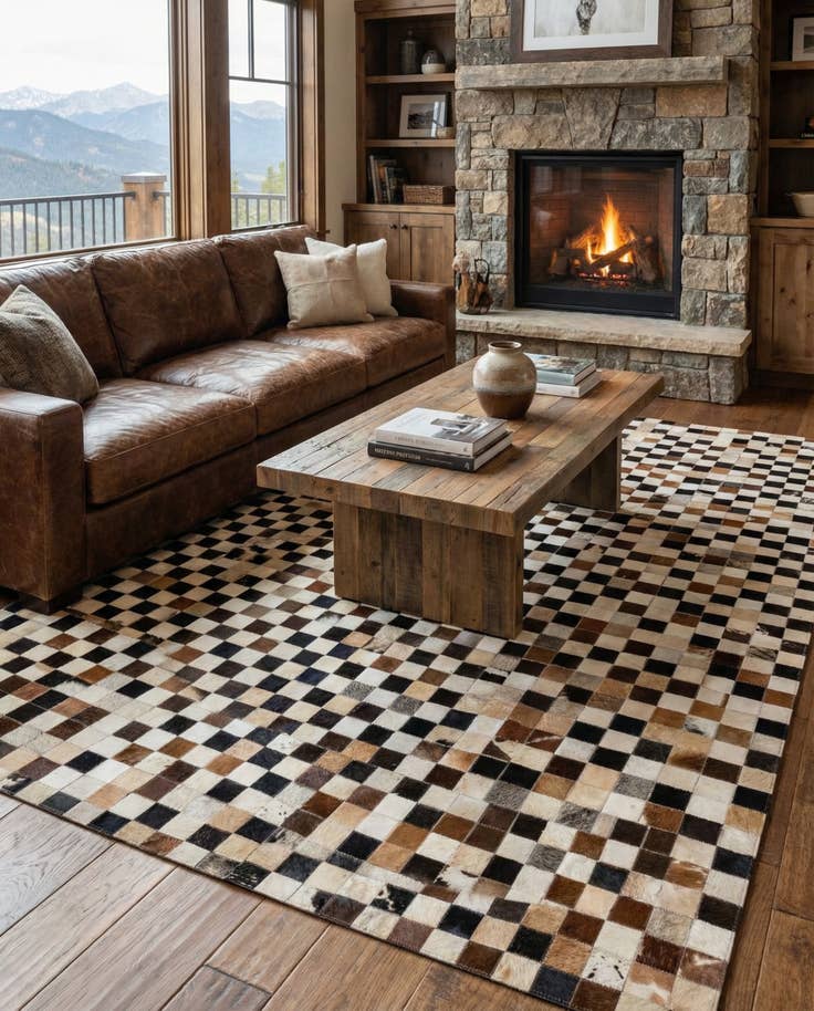 Detail image of 5' 1 x 8' Cowhide - Patchwork Rug