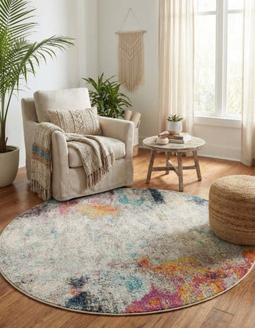6' x 6' Washable Theia Round Rug