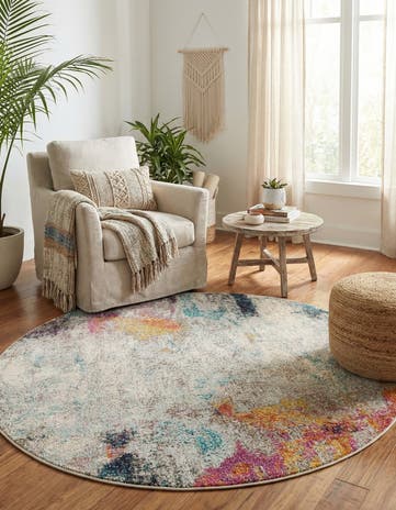 6' x 6' Washable Theia Round Rug