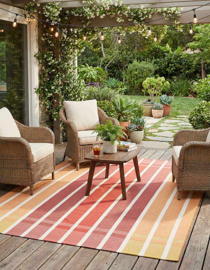 Detail image of 6' x 9' Easy-Clean Striped Indoor / Outdoor Rug