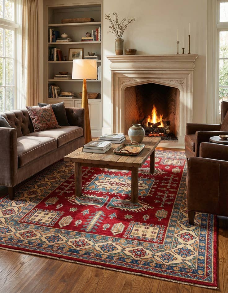 Detail image of 6' 6 x 9' 10  Hand Knotted Kazak Rug