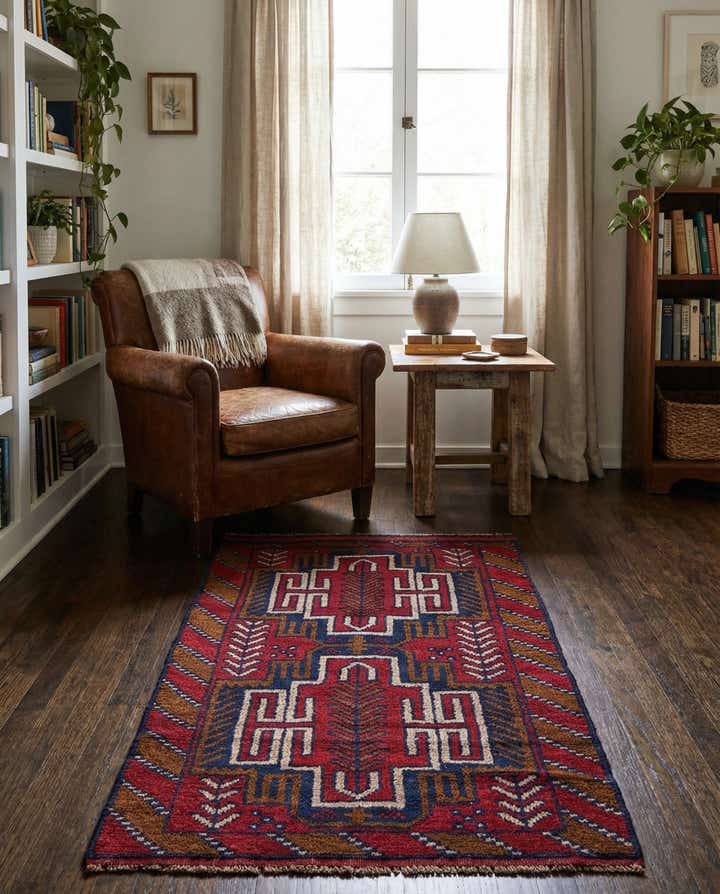 2' 9 x 4' 7 Hand Knotted Balouch Persian Wool Rug