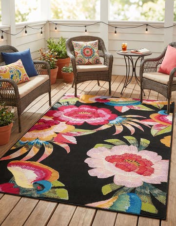 Easy-Clean Botanical Indoor / Outdoor Rug