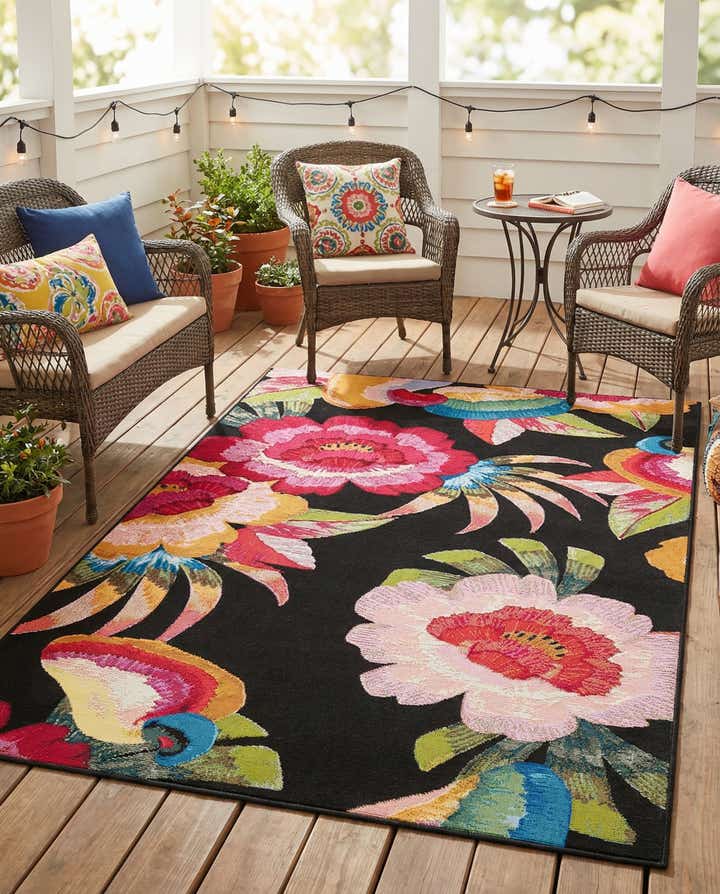 4' x 6' Easy-Clean Botanical Indoor / Outdoor Rug
