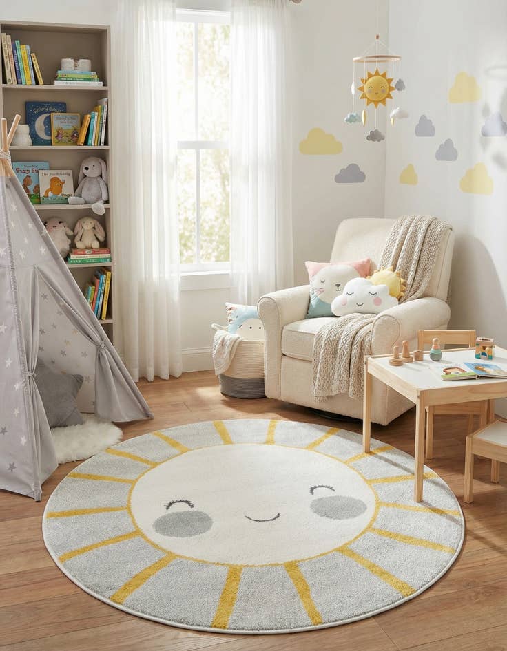 Detail image of 6' 1 x 6' 1 Sun Whimsy Kids Round Rug