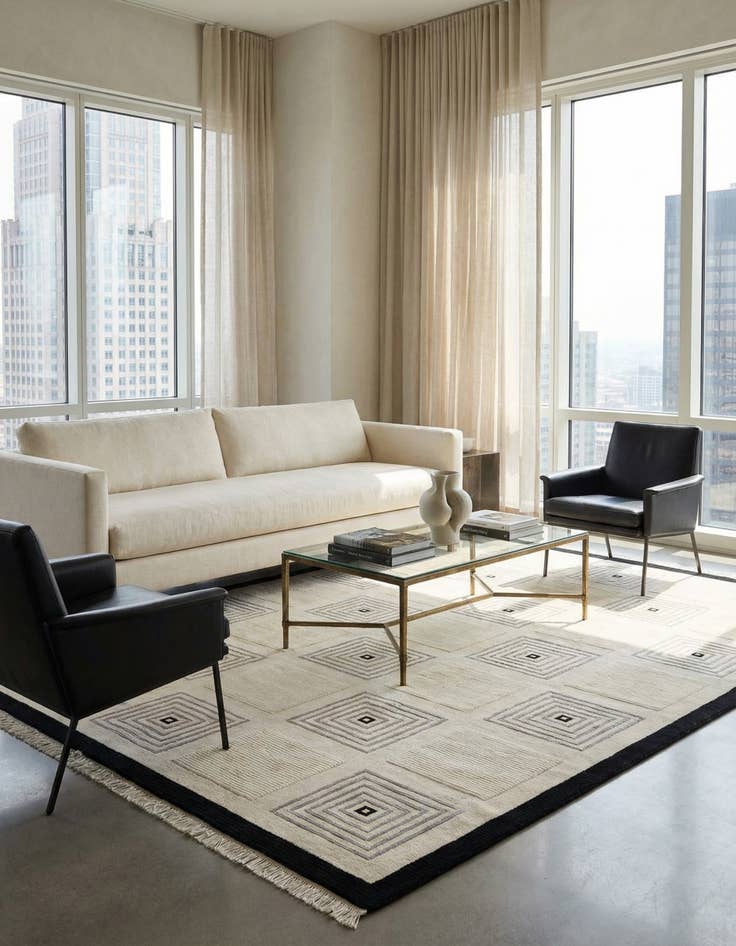 Detail image of  6' 9 x 9' 9  Hand Knotted Darya Wool Rug