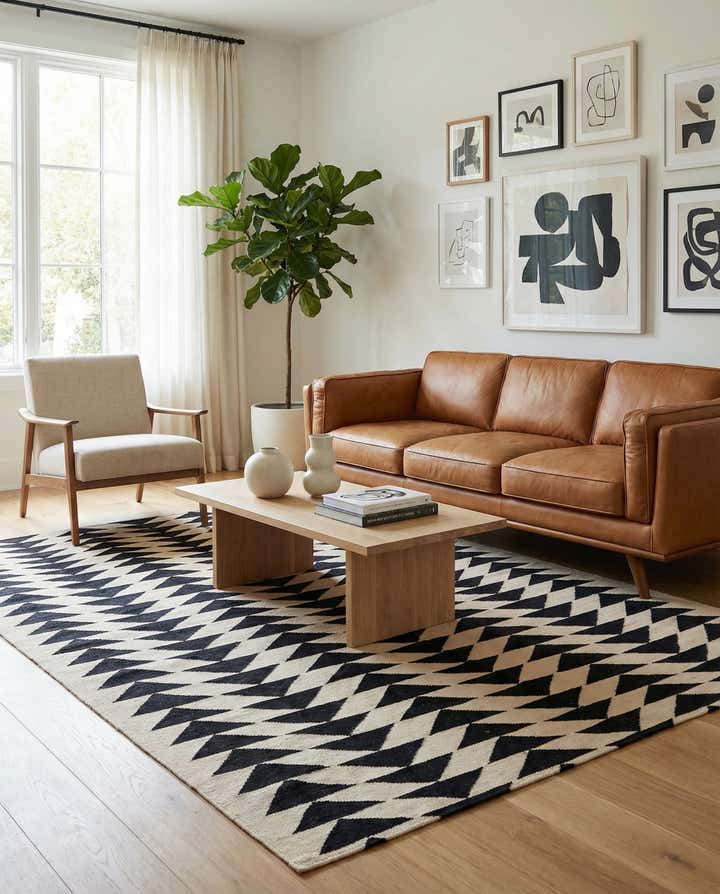 6' 7 x 9' 5 Hand Woven Kilim Modern Wool Rug