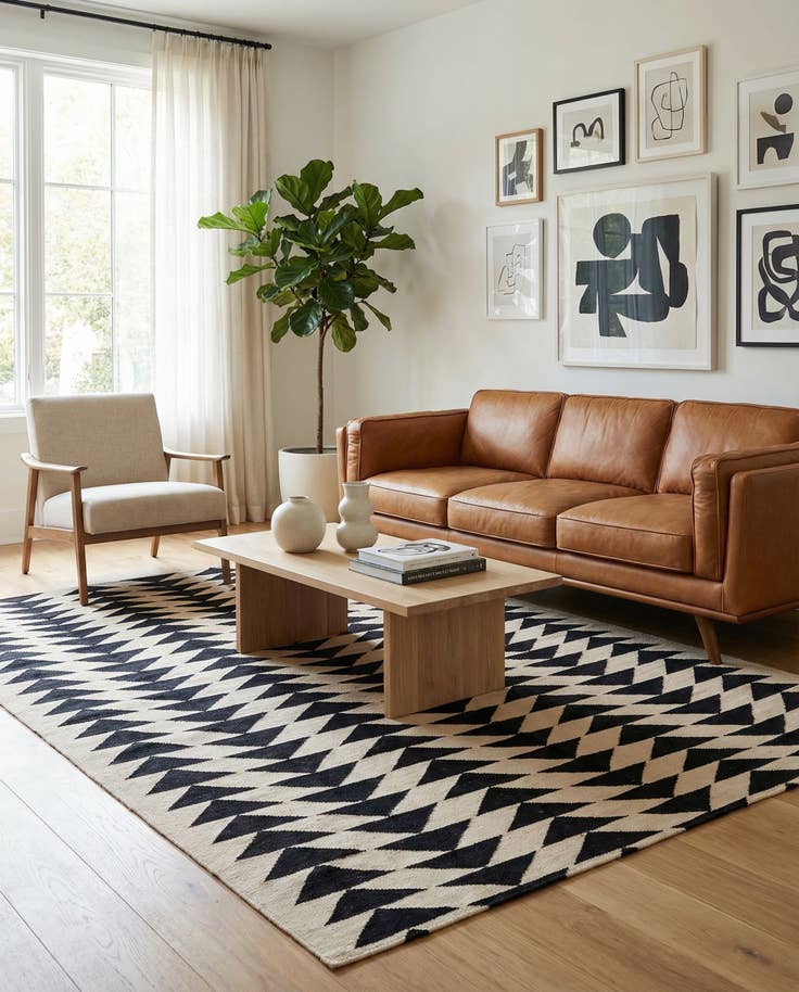 Detail image of 6' 7 x 9' 5 Hand Woven Kilim Modern Wool Rug