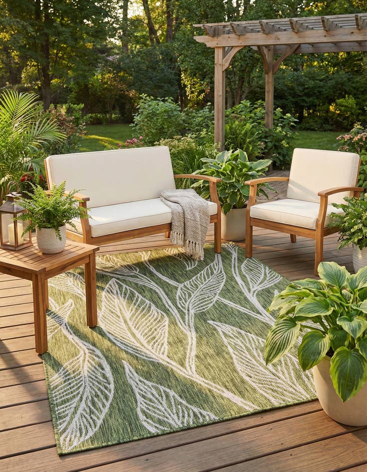 Detail image of  4' x 6'  Washable Botanical Indoor / Outdoor Rug