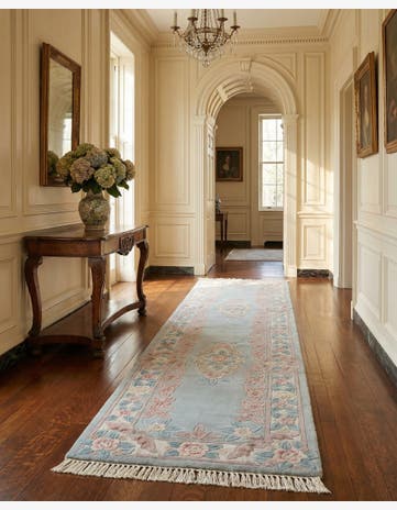 2' 5 x 8' 10 Hand Knotted Carved Pekin Wool Runner Rug
