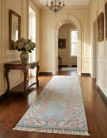 2' 5 x 8' 10 Hand Knotted Carved Pekin Wool Runner Rug