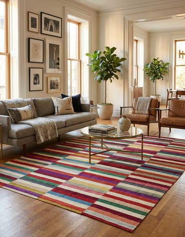 7' 3 x 9' 6 Hand Woven Kilim Modern Wool Rug