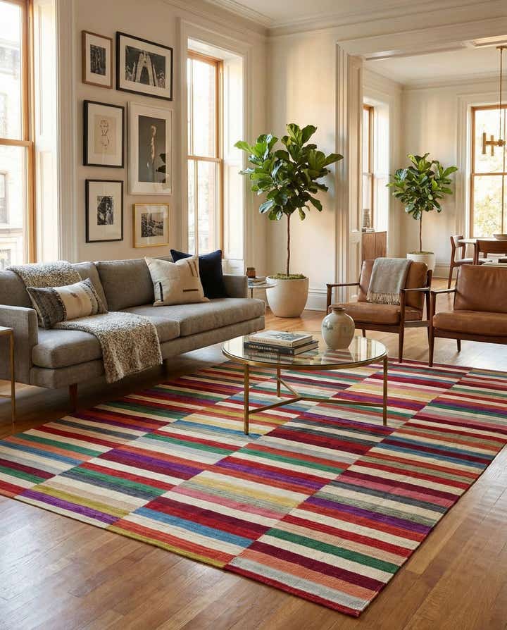 7' 3 x 9' 6 Hand Woven Kilim Modern Wool Rug