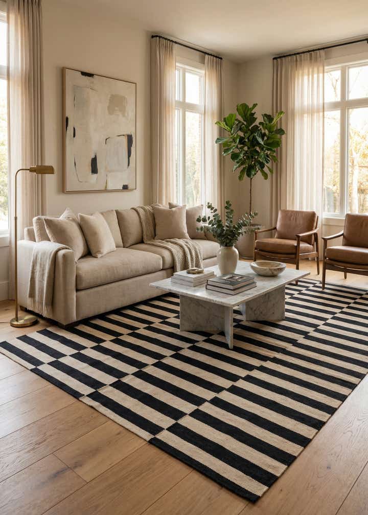 5' 5 x 7' 10 Hand Woven Kilim Modern Wool Rug